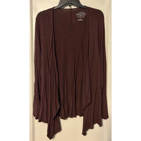 Torrid Sweaters - Torrid Plus Size 1X Brown Cardigan Cascading Drape Front Sweater XL